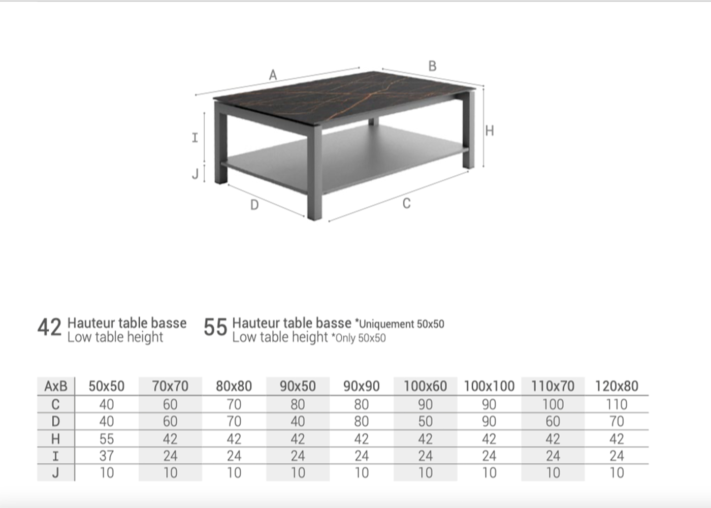 Table basse forme rectangle ou carree en dekton - couleurs et pieds acier laque - lakera mini par cancio